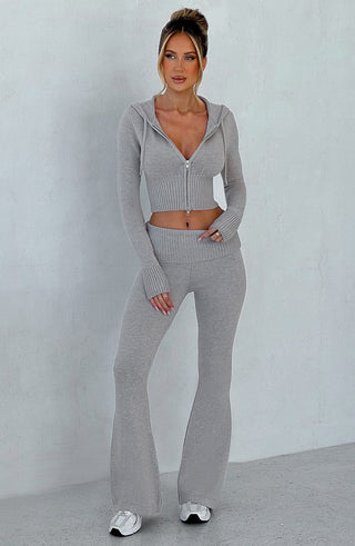 Portia Knit Pants - Light Grey Marl